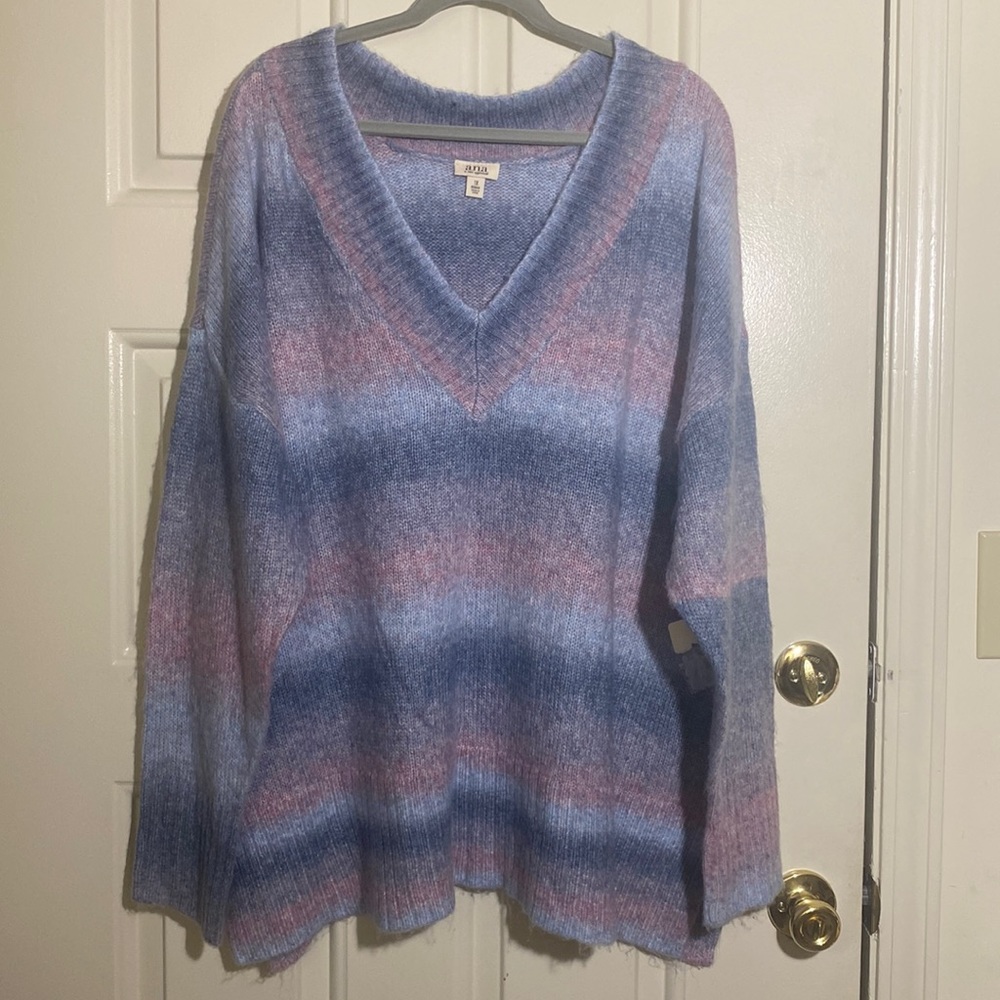 NWT a.n.a Ombré Striped Vneck Sweater